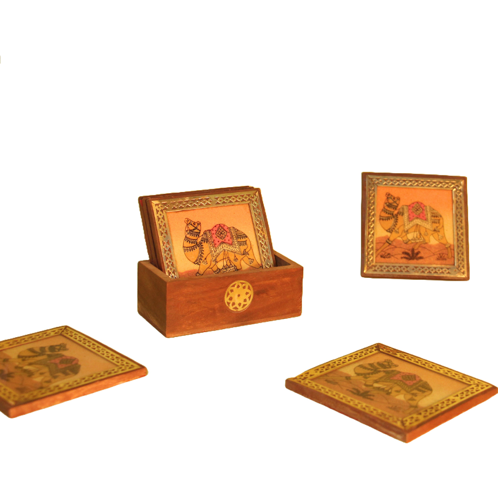 Traditional Multicolour Wooden Tea Coaster Size 3X3